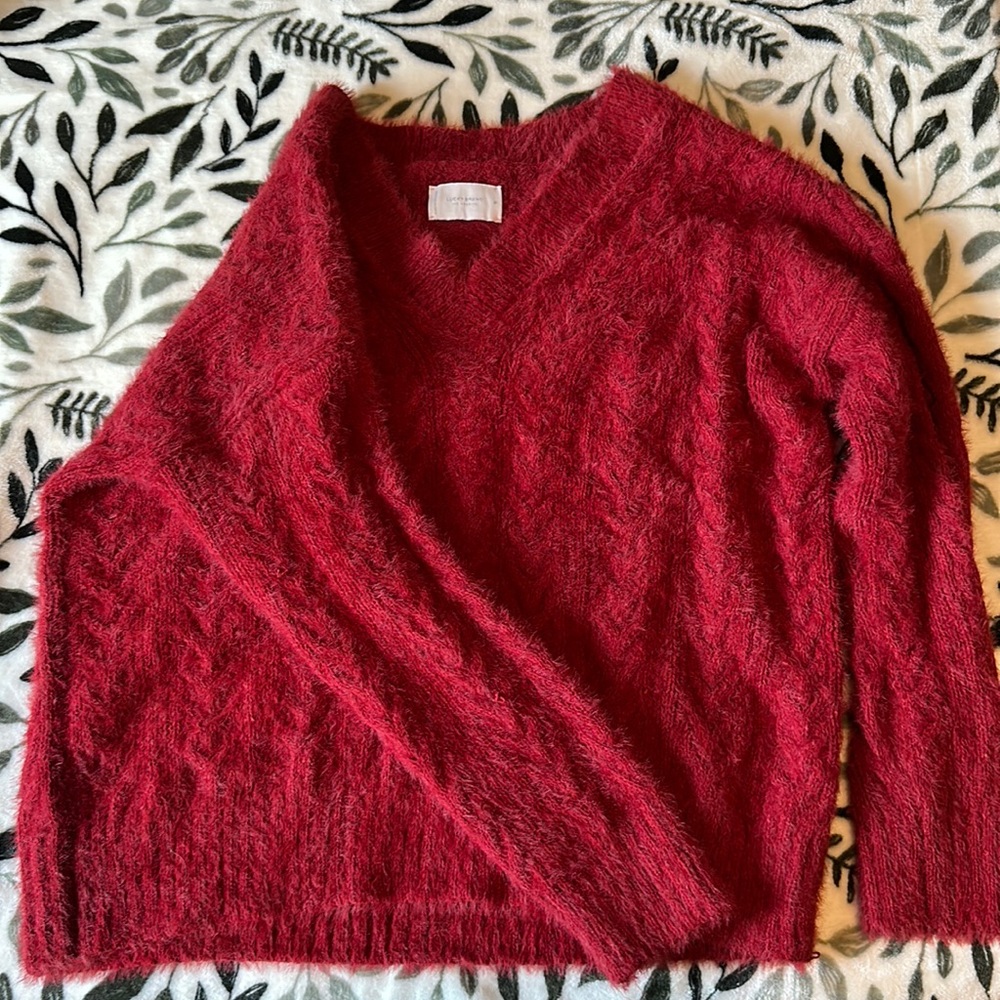 Lucky Brand Red Cable Knit Sweater
